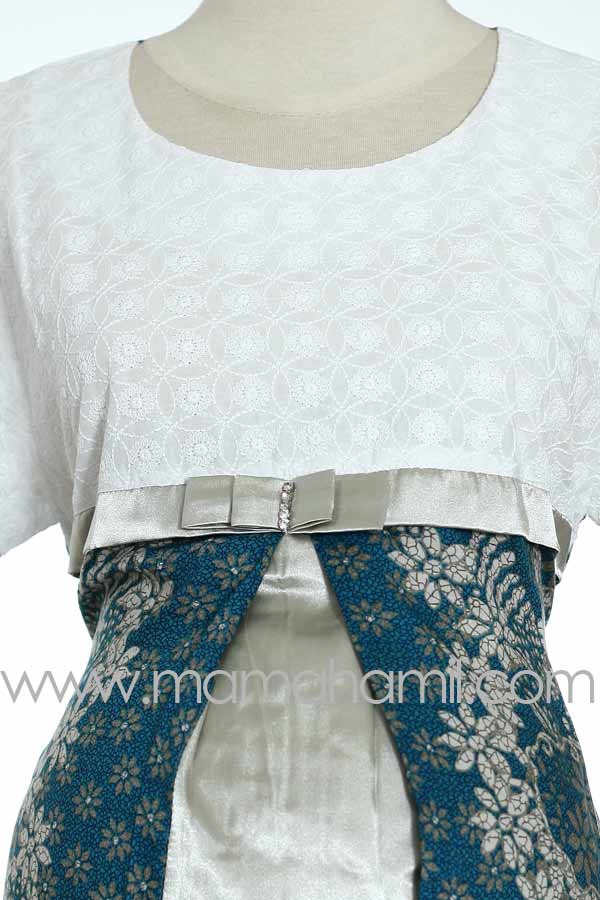 desain dres batik modern baju Hijau Kombinasi Hamil Batik Brokat Dress