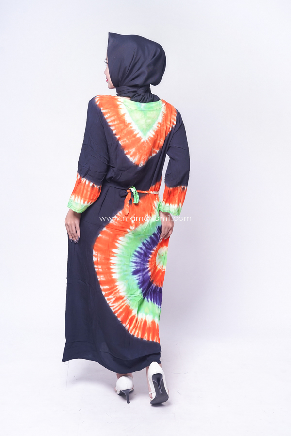 Gamis Hamil Muslim Black Rainbow
