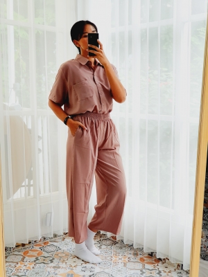 NINGAYU Baju Celana Wanita NASYA SET Setelan Lengan Pendek BUSUI Polos Adem Premium Cantik Simple Piyama NASYA SET- STJ 116B