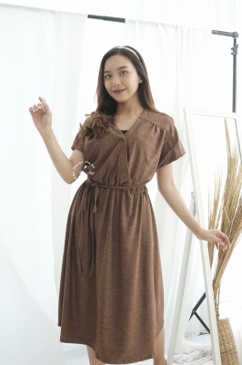 NING AYU Dress Hamil Menyusui Kerja Casual Kerah V Neck ABBY DRESS - DRO 208