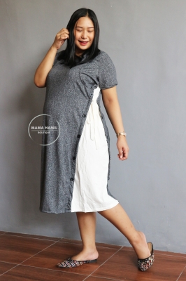 Michiko Casual Midi Dress 2 Tone Busui Friendly - DRO 988