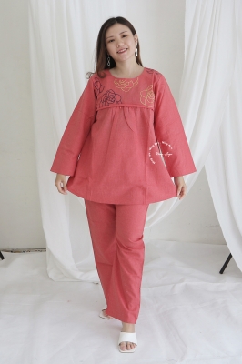  Setelan Baju Hamil Kantor Muslim Bordir Big Rose SET - STJ 118