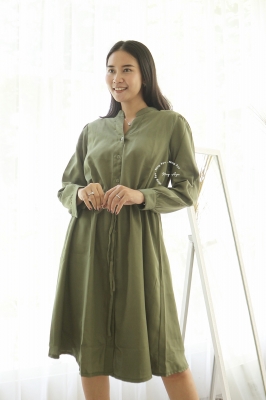 Dress Hamil Menyusui Kancing Polos Simple Joy - DRO 1009 Cream