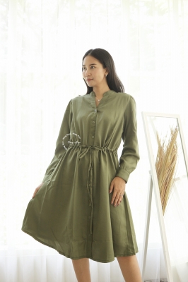 Dress Hamil Menyusui Kancing Polos Simple Joy - DRO 1009 Cream