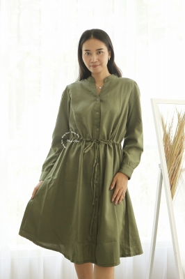Dress Hamil Menyusui Kancing Polos Simple Joy - DRO 1009 Cream