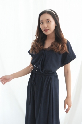 NING AYU Dress Hamil Menyusui Kerja Casual Kerah V Neck ABBY DRESS - DRO 208