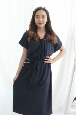 NING AYU Dress Hamil Menyusui Kerja Casual Kerah V Neck ABBY DRESS - DRO 208