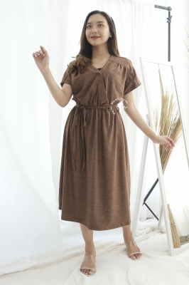 NING AYU Dress Hamil Menyusui Kerja Casual Kerah V Neck ABBY DRESS - DRO 208