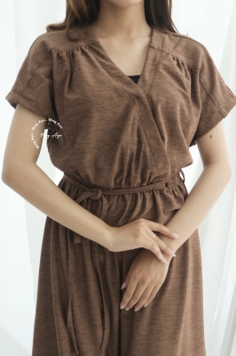 NING AYU Dress Hamil Menyusui Kerja Casual Kerah V Neck ABBY DRESS - DRO 208